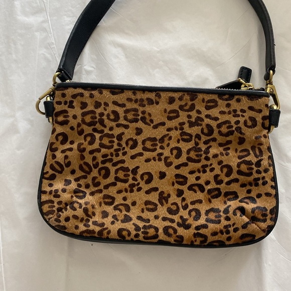 Fossil “Memoir”  Top Zip Calf Hair Cheetah Print Purse Bag Wristlet - Picture 10 of 15